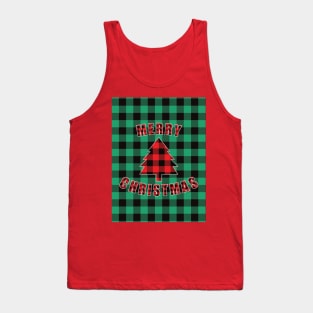 Merry Christmas Buffalo Plaids Christmas Tree Tank Top